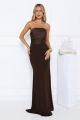 Luxe Nights Strapless Maxi Dress Chocolate