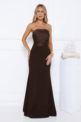 Luxe Nights Strapless Maxi Dress Chocolate