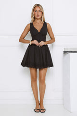 Be Mine Main Embroidered Mini Dress Black