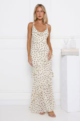 Trends To Come Polka Dot Maxi Dress Cream