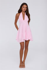 Poppy Kiss Halter Mini Dress Pink