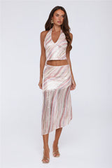 Sparkle Vibes Only Sequin Midi Skirt Multi