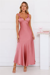 Graceful Essence Satin Maxi Dress Plum