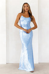 The Muse Sequin Maxi Dress Blue