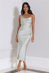 Silky Touch Satin Midi Dress Sage