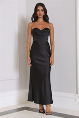 Loves Luxe Satin Maxi Dress Black