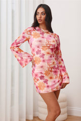 RUNAWAY Lanah Mini Dress Orange Floral