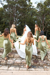 The Samara Satin Maxi Dress Olive