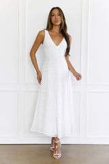 Effortless Charm Embroidered V-Neck Maxi Dress White