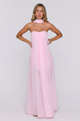 Silken Glow Strapless Maxi Dress Pink