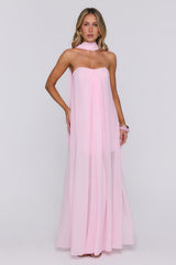Silken Glow Strapless Maxi Dress Pink