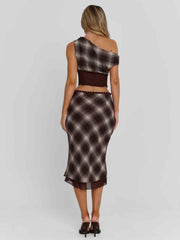 NARELLE TOP BROWN CHECK