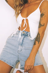 DNM High Rise Denim Shorts Light Blue