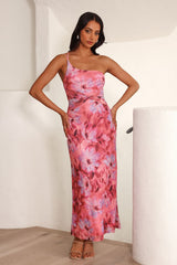 Celebrate Success One Shoulder Mesh Midi Dress Pink