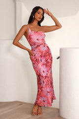 Celebrate Success One Shoulder Mesh Midi Dress Pink