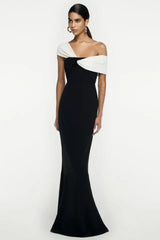 Asymmetric Off Shoulder Maxi Dress