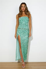 Sparkle From Far Sequin Maxi Dress Green