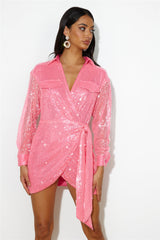 Party Shirt Dress Pink