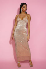 Dreamy Shine Sequin Maxi Dress Rose Gold