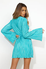 Horizons Meet Plisse Dress Blue