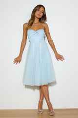 Glam Feeling Tulle Midi Dress Blue