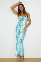 Own The Style Satin Maxi Dress Blue