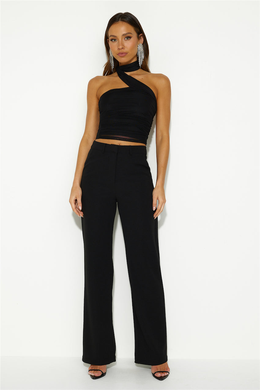 Seen Together Mesh Crop Top Black