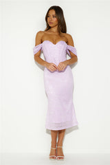 Linking Up Lace Midi Dress Lilac