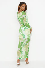 Splash In The Ocean Mesh Midi Dress Green