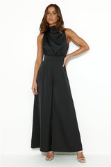 Ready Set Style Satin Jumpsuit Black