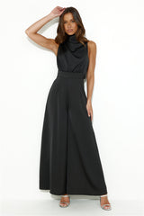 Ready Set Style Satin Jumpsuit Black