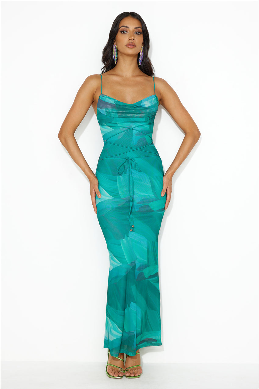 Sweet Spot Mesh Maxi Dress Green