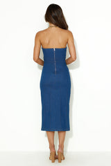 Successful Girl Strapless Midi Dress Denim