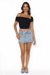 Wardrobe Staple Off Shoulder Crop Top Black
