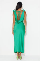 Event Of All Events Satin Maxi Dress Green