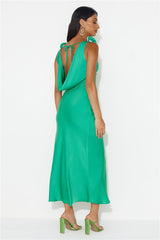 Event Of All Events Satin Maxi Dress Green