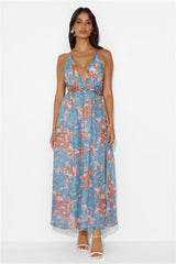 Rules To Follow Halter Maxi Dress Blue