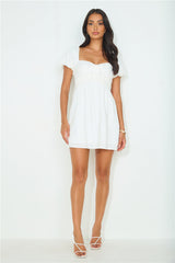 Riser Linen Blend Mini Dress White