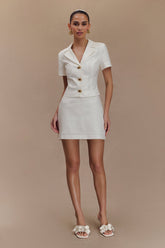 Ciara Linen Mini Skort - White