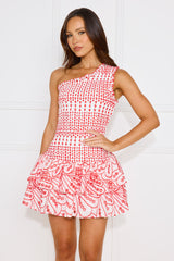 All The Elements One Shoulder Mini Dress Red