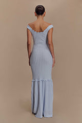 Natalie Off Shoulder Maxi Dress - Sky Blue