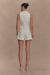 Alix Mixed Button Vest - Ivory