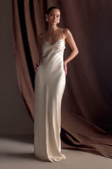 Lilly Sweetheart Satin Maxi Dress - Blush Gold