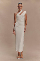 Anastasia One Shoulder Modal Midi Dress - Ivory