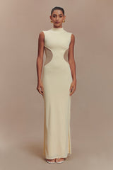Massie Slinky And Mesh Maxi Dress - Lemon