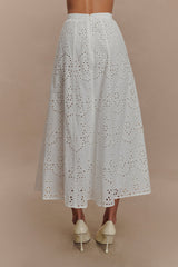 Arla Broderie Midi Skirt - White