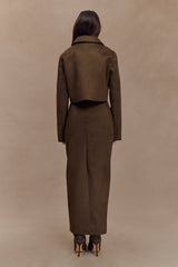 Hayes Faux Suede Midi Skirt - Chocolate