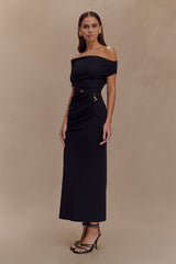 Kendra Scuba Jersey Midi Dress With Hardware - Black