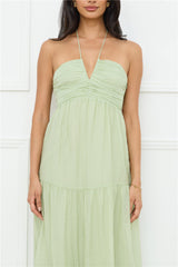 Sunshine Escape Halter Maxi Dress Sage