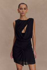 Oria Chiffon Mini Dress - Black